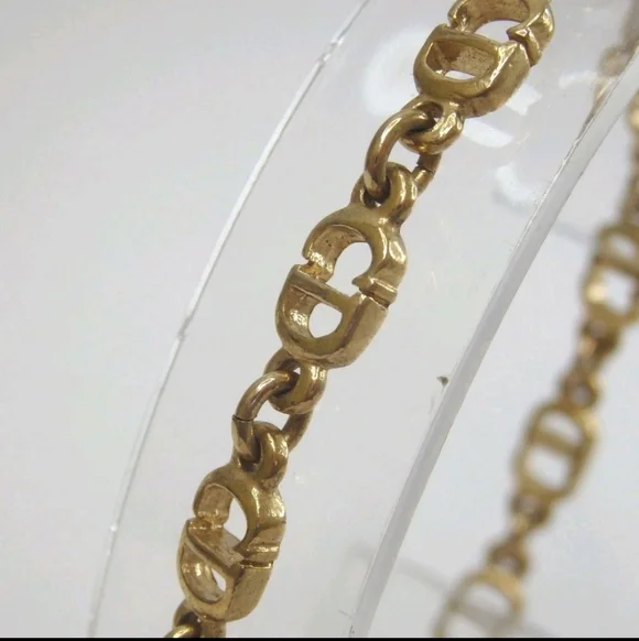 Authentic Vintage Christian Dior Gold Plated CD Logo Bracelet-Original